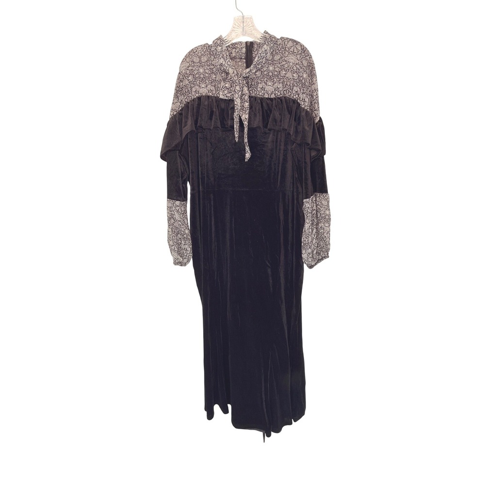 Women's Velvet Maxi Dress Cottagecore Whimsigoth Fairy Grunge Ruffle Size 4XL